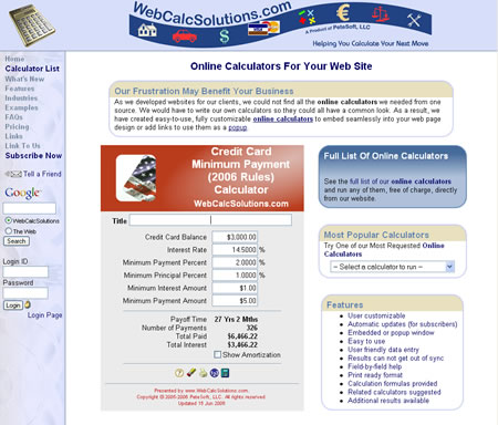 Online Calculators at WebCalcSolutions.com - Helping You Calculate Your Next Move